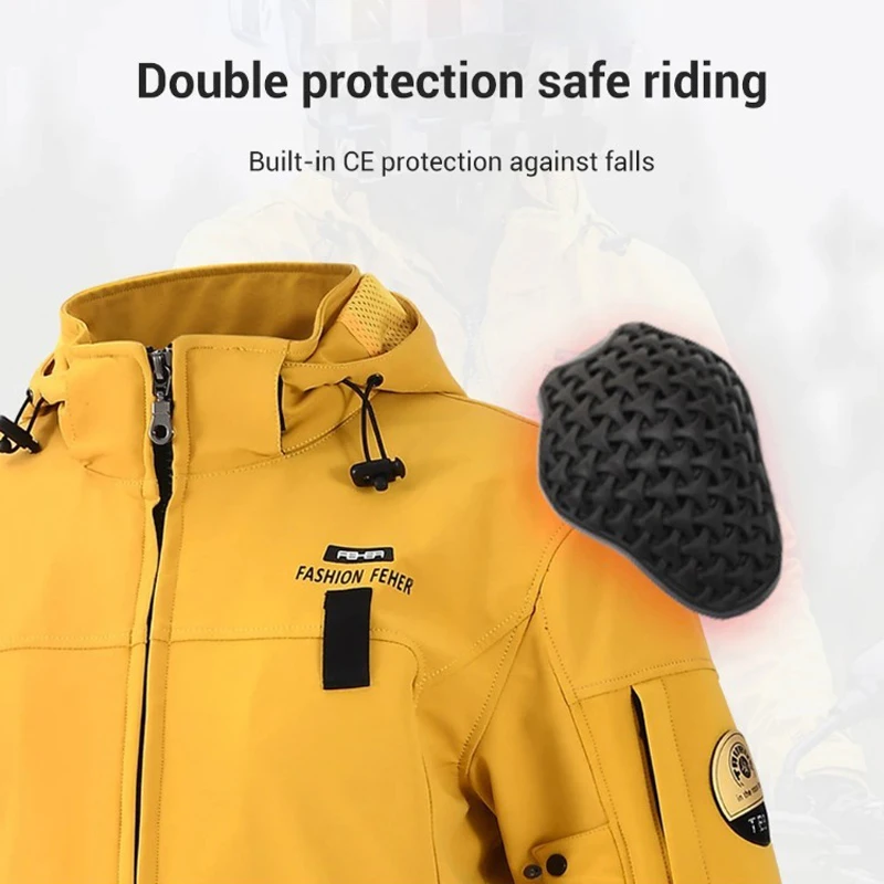 FEHER Motorradjacke für Herren, wasserdicht, warm halten, Winterjacke mit CE-Schutzausrüstung, geeignet zum Reiten, Wandern und Freizeit