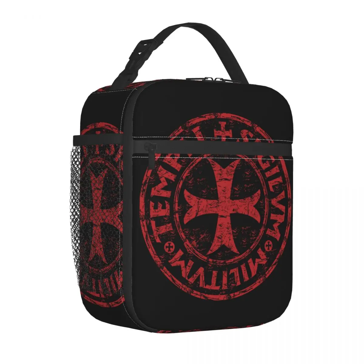 Templar Knight Seal Cross Medieval Warrior Deus Vult Thermal Insulated Lunch Bag Women Portable Lunch Container for Food Box