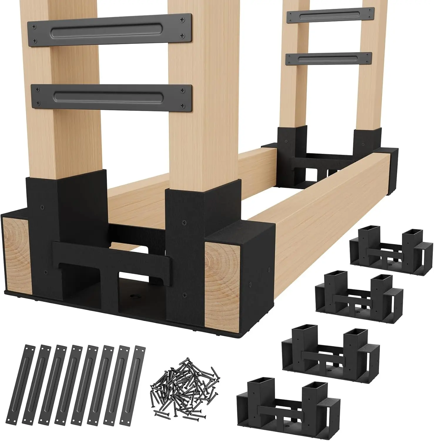 

Набор прочных подставок для дров, 4 шт., с регулируемыми перекладинами и дренажными отверстиями для использования в помещении/на улице