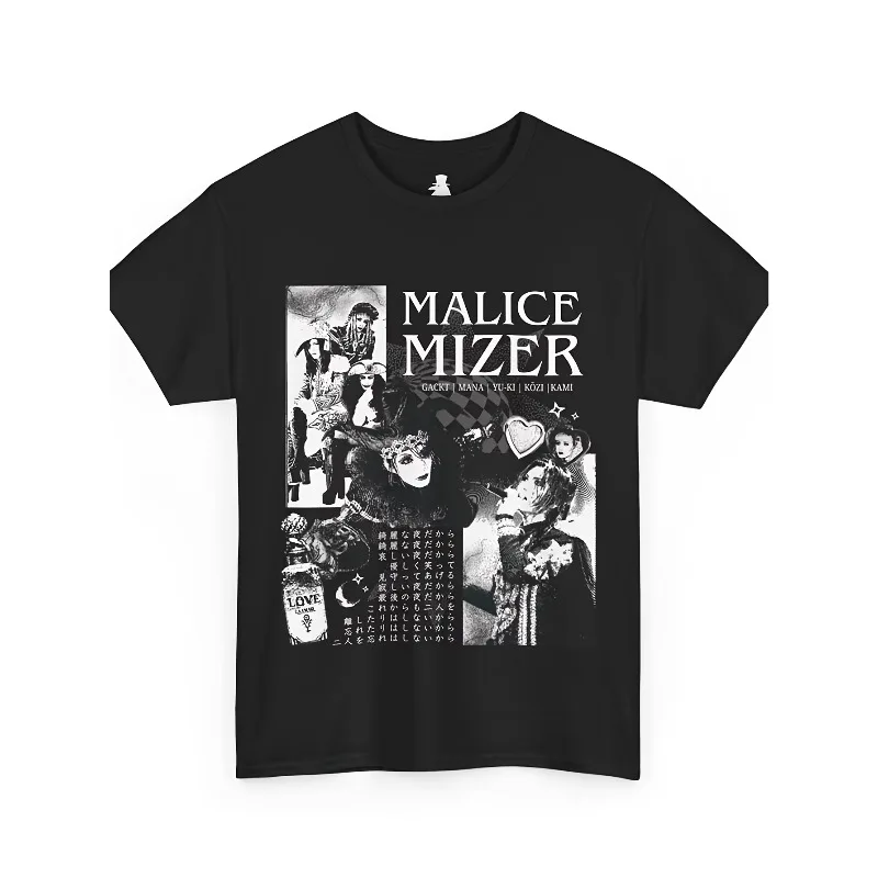 Malicious Mizer Cute Era T-shirt Moonlight Nocturne Lyrics T-shirt Visual J Rock Band T-shirt Gothic Retro T-shirt
