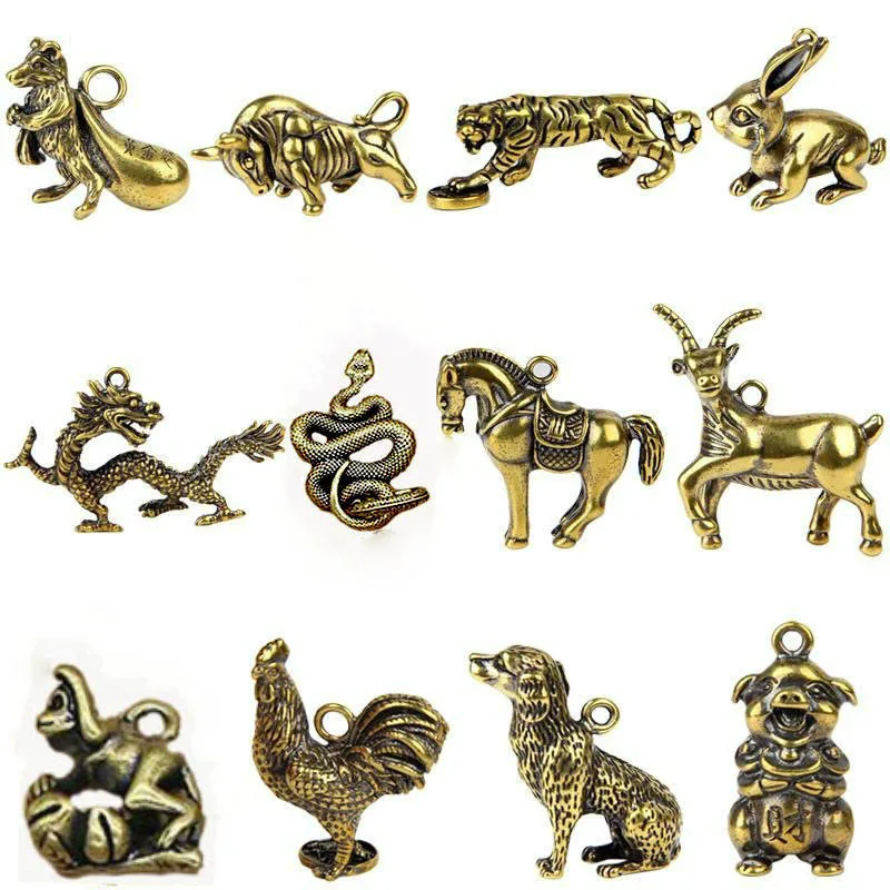 

12 Zodiac Key Chain Pendant 12 Zodiac Pendant 3D Imitation Brass
