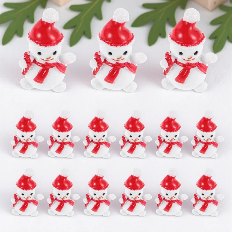 

20Pcs Christmas Mini Snowman Resin Decorations DIY Craft Hair Accessories Mobile Phone Cases Xmas Miniature Snowman Micro