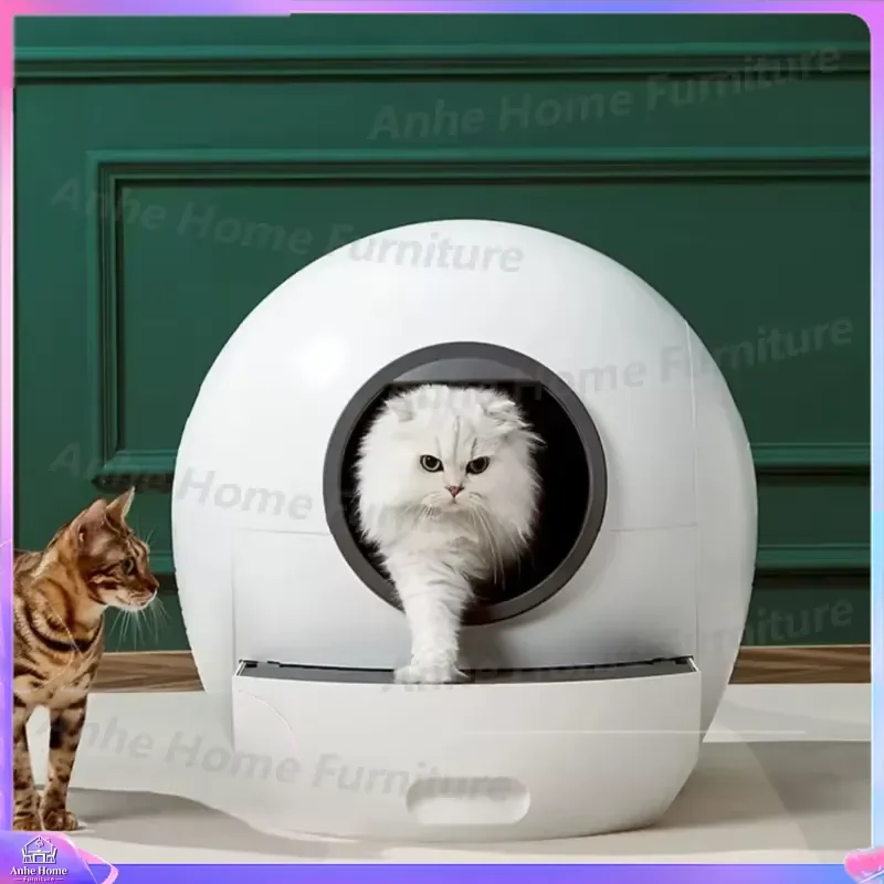 Fully Enclosed Self Cleaning Cat Litter Box Large Splash Proof Smart Automatic Toilet with APP Control for Cats Weight Sensor