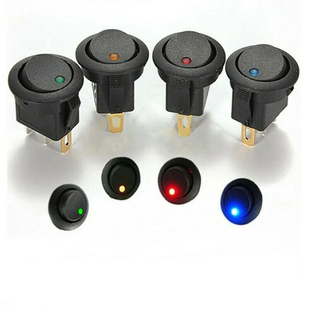 Interruttore a bilanciere rotondo illuminazione a LED interruttore rotondo a LED 20A DC12V sostituzione interruttore ON/OFF per barche SPST 2.4cm * 2.4cm * 3cm
