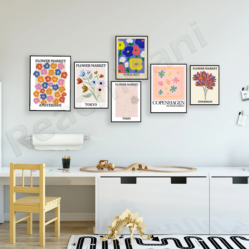 Flower market poster, Matisse flower, Amsterdam, Berlin, Florence, Tokyo, Scandinavian flower market print, flower shop gift