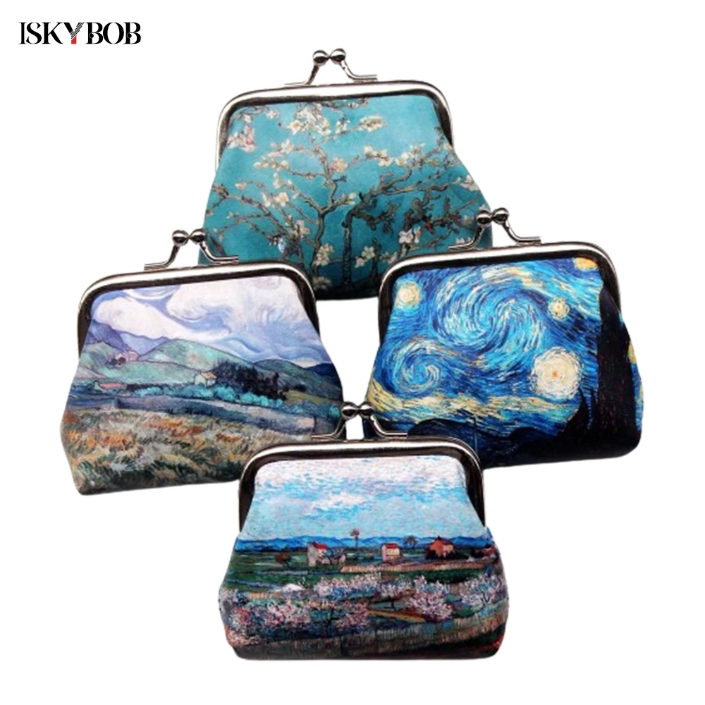 1PC Vintage Women Printing Coin Purses Girls Fashion Money Purse Pocket Bag Portable Short Wallets Hasp Clutch Small Money Bag