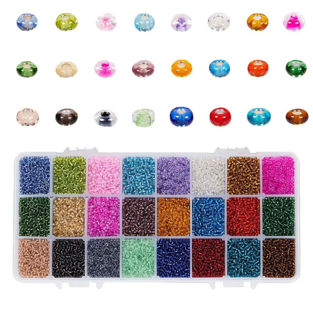 

Ассорти стеклянных круглых свободных бусин, набор прокладок, браслеты «сделай сам», около 38000 шт.