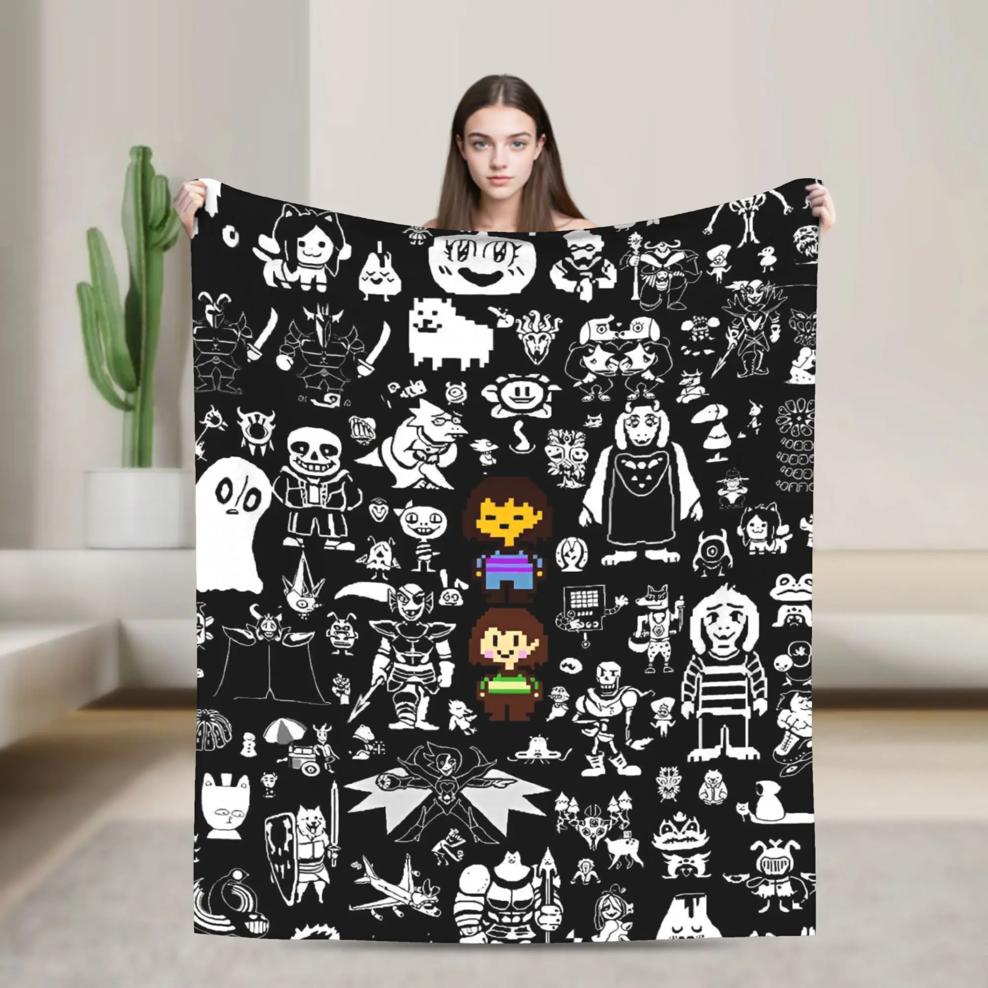 Warm Soft BlanketKids Decorative Deltarune Bedding Throws Game Flannel Bedspread For Couch Chair Sofa Bed Fluffy Sofa Bed Cover