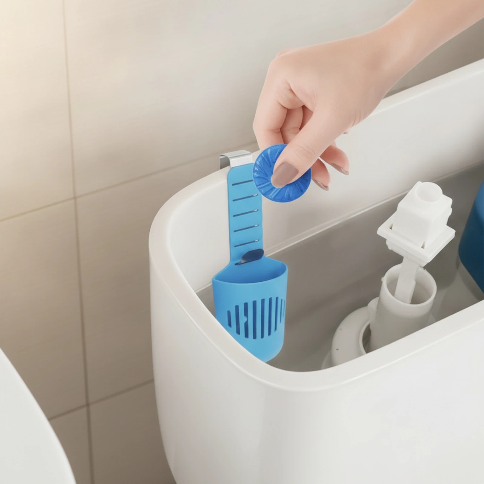 Toilet Tank Tablet Holder Hanging Toilet Tablet Holder with Hook Adjustable No-Drill