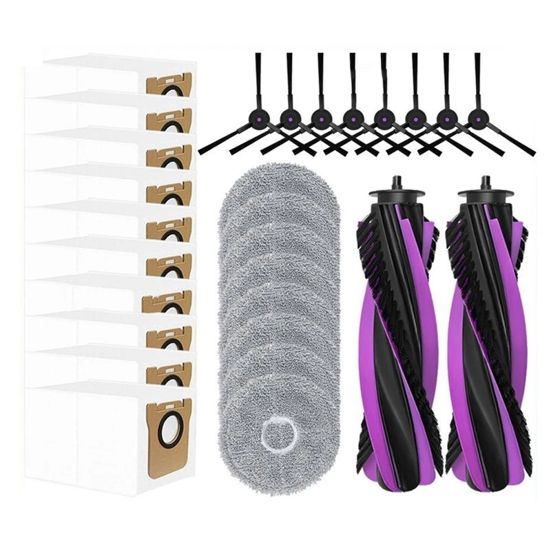N85R-For JONR P20 PRO Vacuum Cleaner Accessories Replacement Main Side Brush Dust Bag Mop Cloth Consumables
