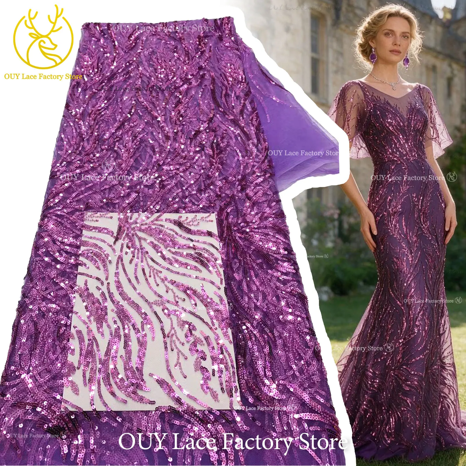 Hot Sale African Beaded Sequins Lace Fabric, High Quality French Tulle Mesh Lace For Nigerian Women Wedding Dress Material.