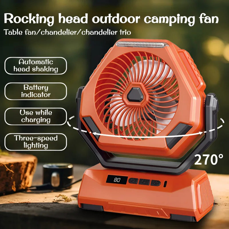 

Открытый портативный бесшумный электрический вентилятор большой емкости TYPE-C с зарядкой, многофункциональный электрический вентилятор с подсветкой