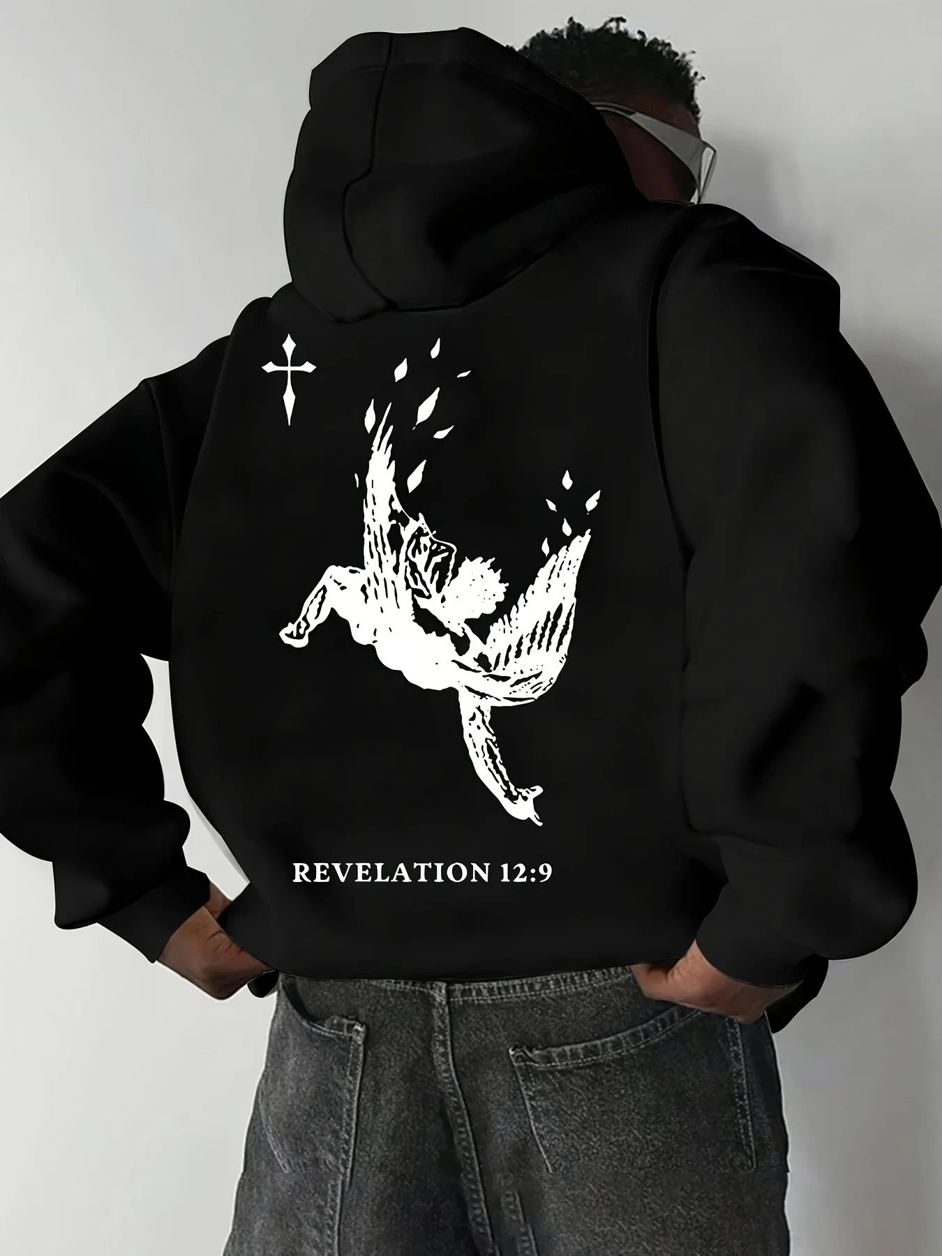 Men's Cartoon Printed Hoodie，Street Hip-Hop Rap Style Multi-Functional Loose Sports Casual Sweatshirt Unisex Top