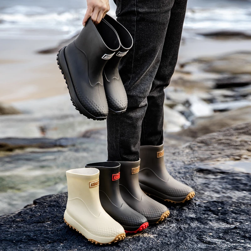 Large Size Wear-Resistant Thick Bottom Water Boots Men's Waterproof Fishing Shoes Women's Anti-Slip Soft Bottom Rubber Boots