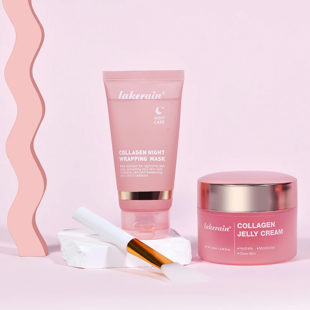 Crema de gelatina de colágeno, mascarilla Facial nocturna de colágeno hidrolizado, mascarilla exfoliante, hidratante, reafirmante, cuidado de la piel