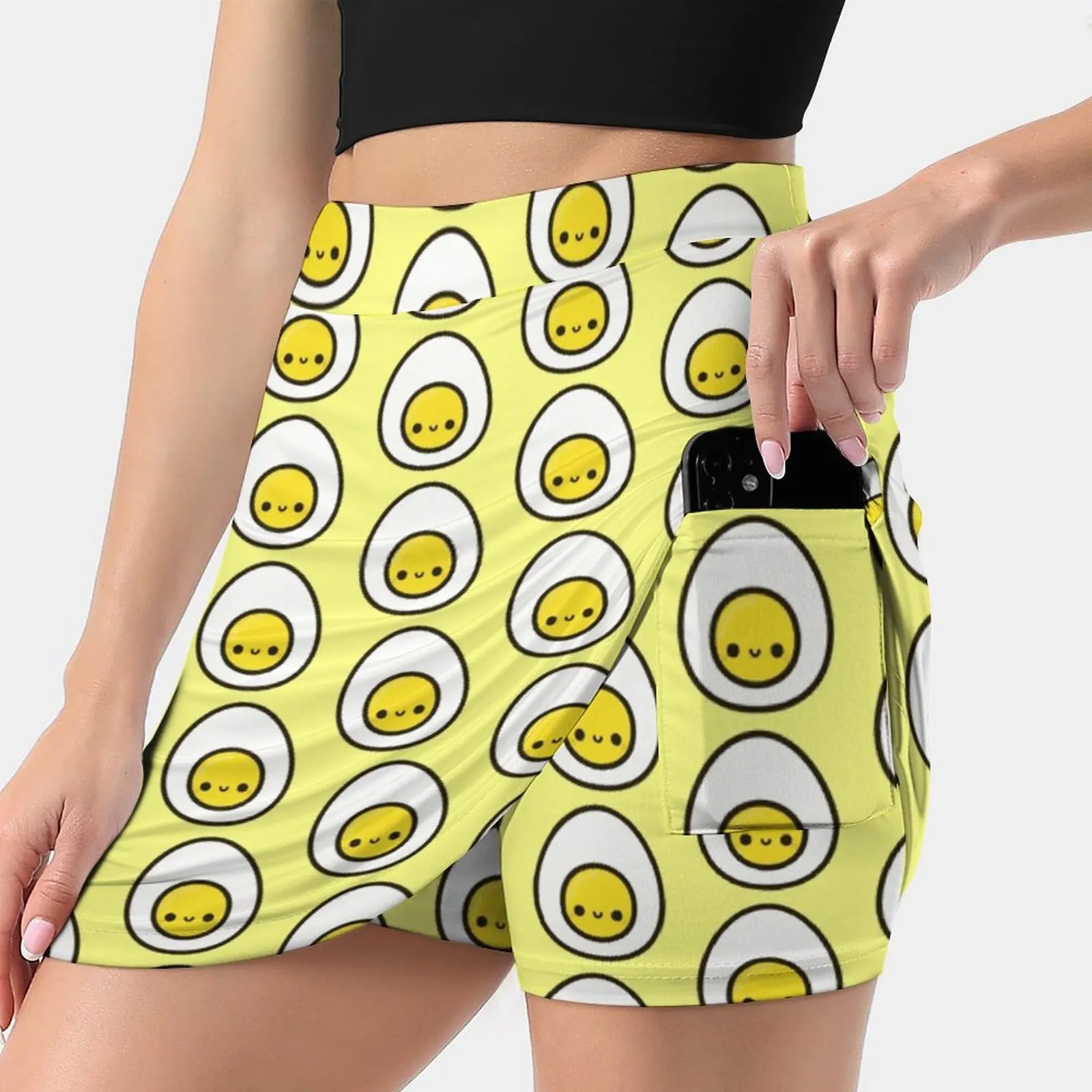 

Yummy Egg Women's skirt With Hide Pocket Tennis Skirt Golf Skirts Badminton Skirts Running skirts Cute Kawaii Sweet Food Yum