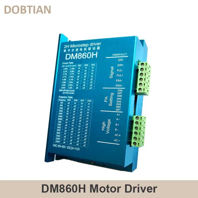 DM860H HBS86H Stepper Motor Drive 0-200khz 2 Phase Stepper Motor Controller AC18-80V Or DC 24-110V Fit for Nema34 Stepper Motor