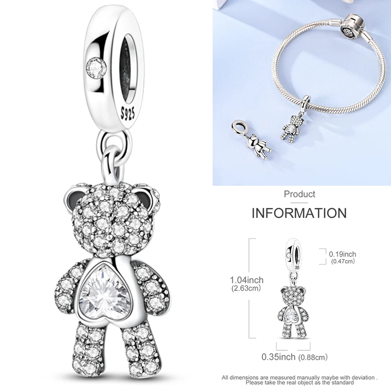 925 Sterling Silber Charm Herz Elefant Baum Reise-Perlenanhänger Passend für Europäische Armbänder DIY Damenschmuck Geschenk 2026 – Detail 12