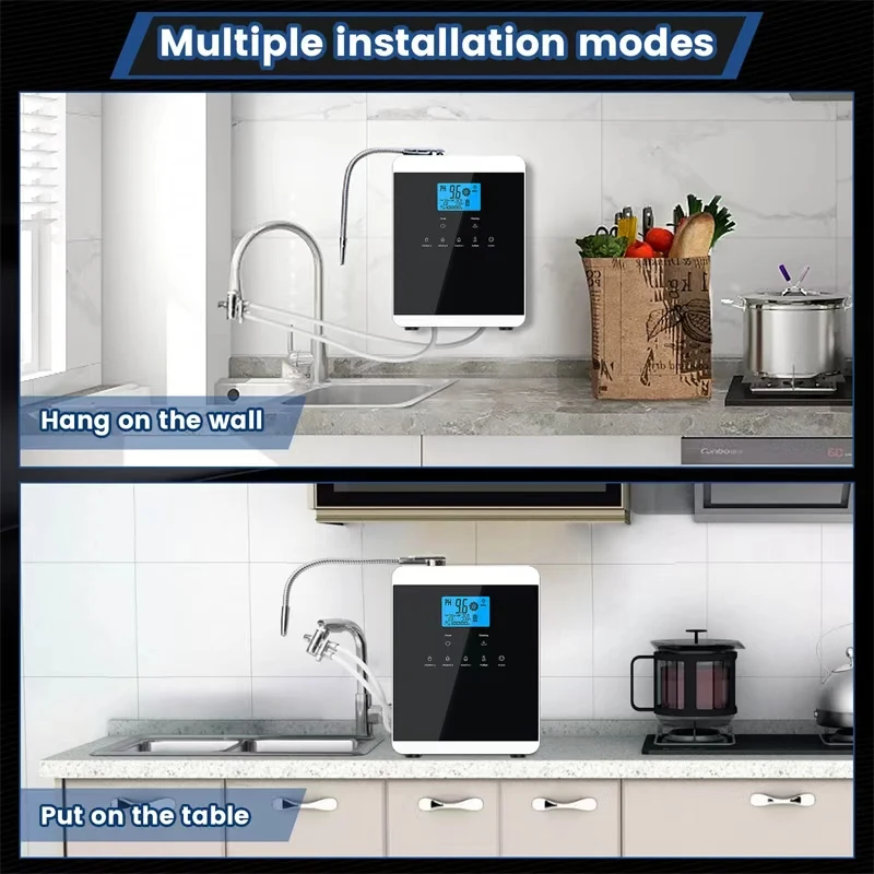 Kangen القلوية آلة المؤين المياه مولد الهيدروجين الحمض القلوي تصفية المياه التنظيف التلقائي LCD اللمس pH 3.2-10.7 ORP-650