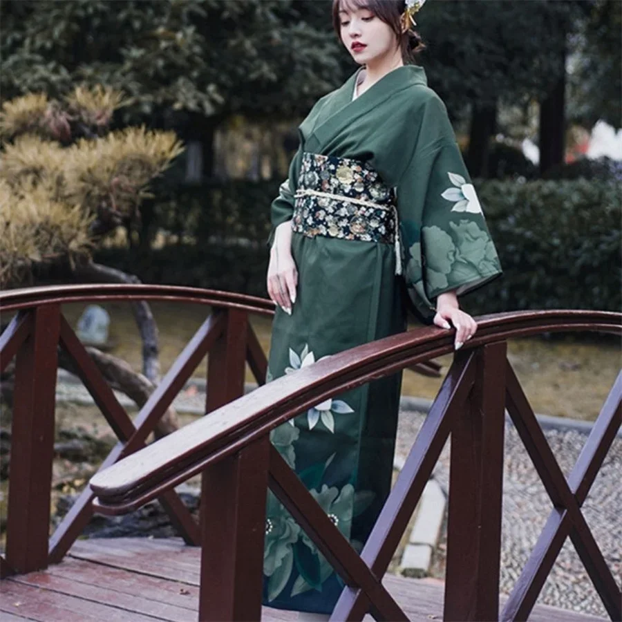 

Japan Traditional Kimono High Quality Cardigan Women Dress Bath Robe Yukata Geisha Cosplay Clothing Performance Photoshooting
