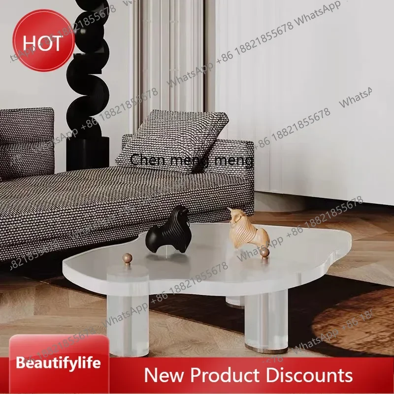 

xxzq Acrylic Frosted Nordic Tea Table Living Room Villa Model Room Personalized Cloud Tea Table