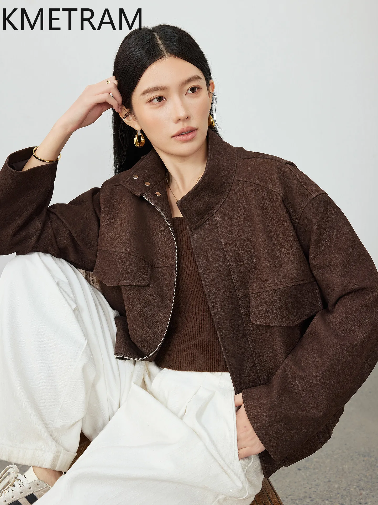 KMETRAM Real Goatskin Leather Jacket Woman Old Money Style Short Coat Premium Genuine Leather Jackets Fall Women Clothes 2026 여성
