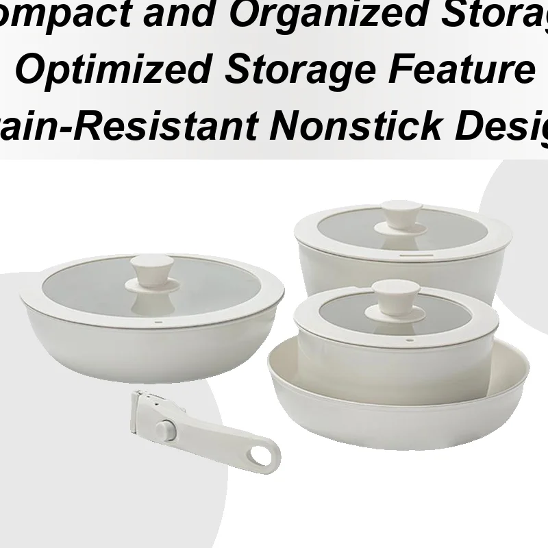 

Набор посуды с антипригарным покрытием, набор компактных кастрюль, съемная съемная ручка, безопасная кухонная утварь, посуда для дома, квартиры, кемпинга