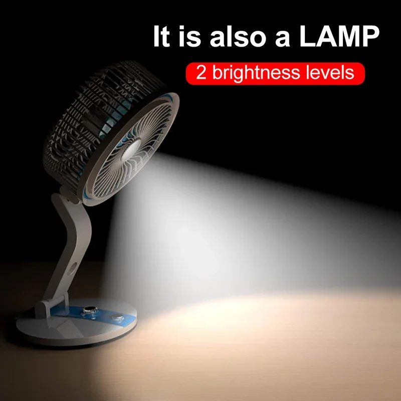 USB Mini Fan Home Desktop Portable Outdoor Cooling FanMultifunction Solar Fan Foldable with LED Light Speed Adjustable