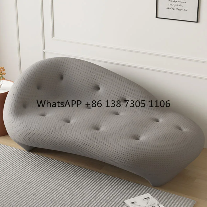 

Freehand space chaise longue light luxury simple Italian minimalist wabi sandy wind lazy fabric sofa