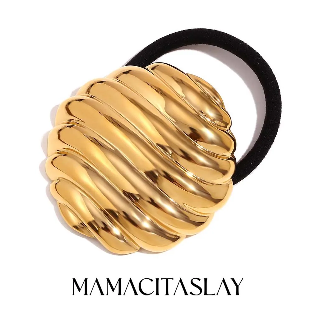 MamacitaSlay Thread Oval Eggshell Horsetail Elastic Hair Rope Daily Gold Plated Titanium jewelry women's hair accessories