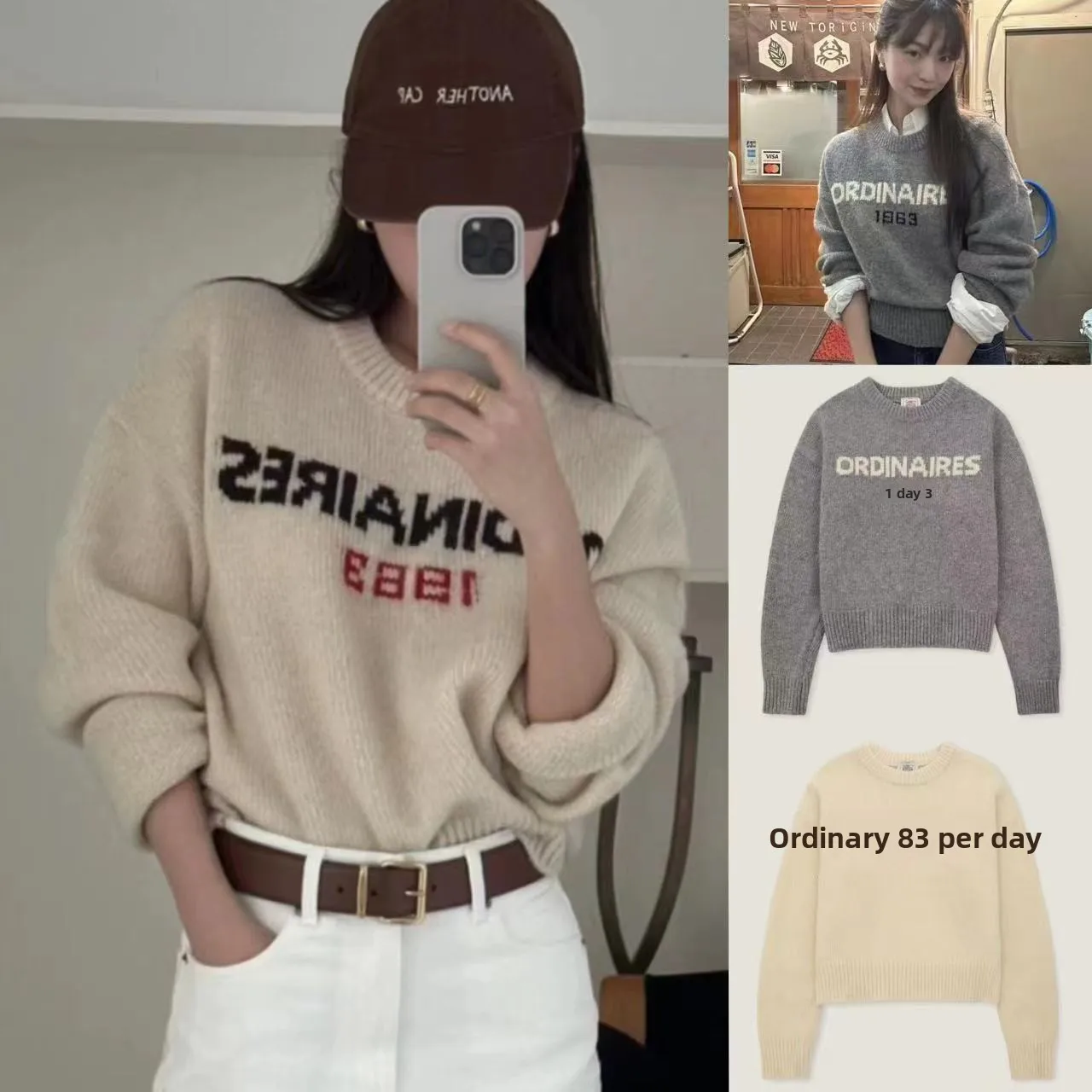 

Retro Letter Embroidery Knitwear round Ne Casual Base Layer Sweater Commute Sle ort Length Overhead Women's Faion
