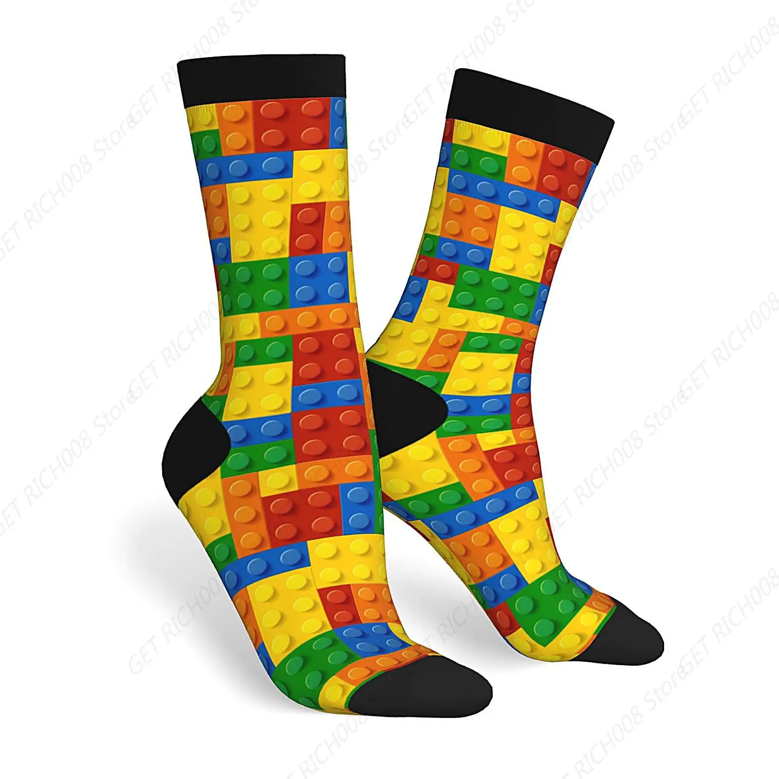 Blocks Colorful Novelty Socks For Men Women, Funny Crazy Crew Socks Casual Dress Socks Gifts