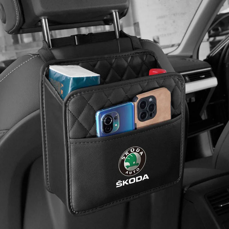 Car Seat Storage Bag Leather for Skoda octavia 2 a7 a5 rapid fabia yeti superb KAMIQ KAROQ kodiaq SCALA citigo virs Accessories