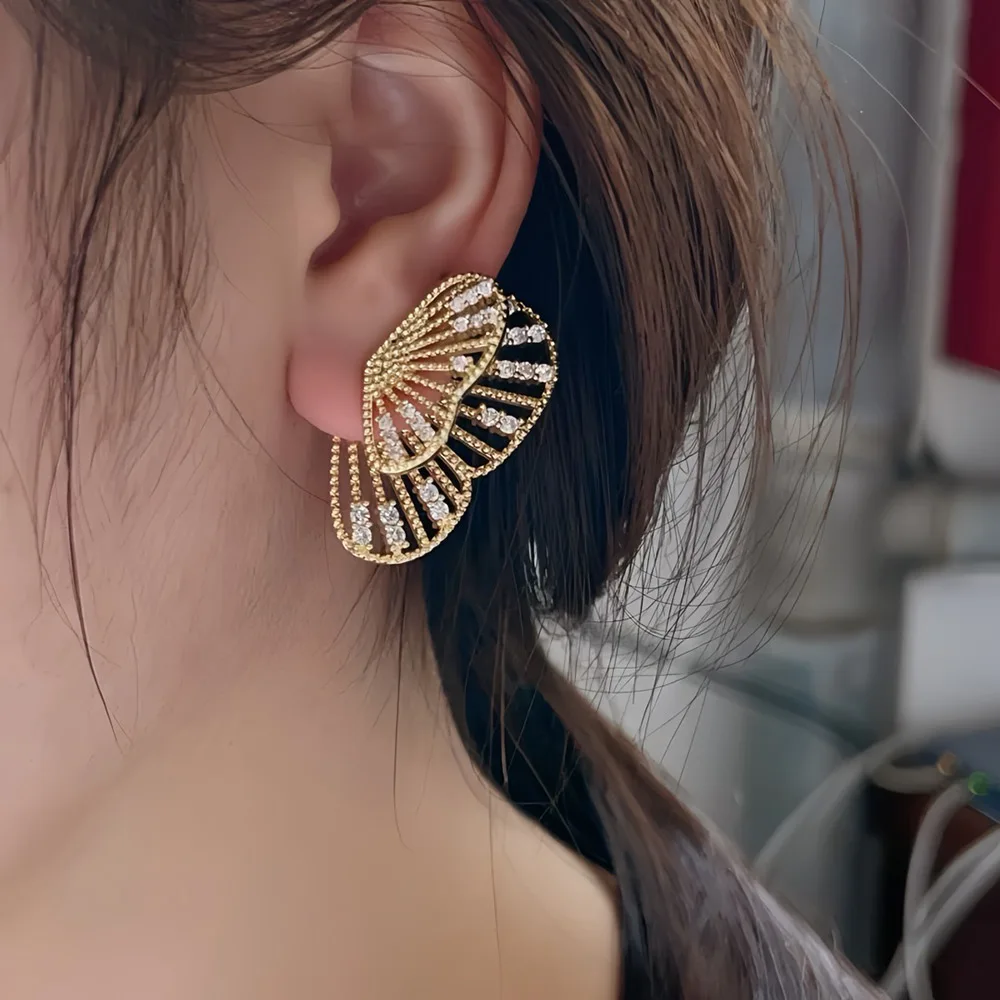 

Missvikki New Luxury Skeleton Butterfly Earrings Full Cubic Zirconia for Women Wedding Chic Trendy Shiny High Quality