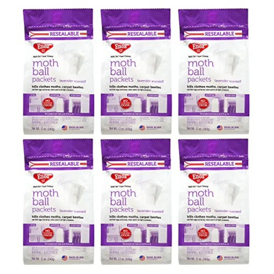 

Moth-Tek Packets Kills Clothes Moths and Carpet Beetles Resealable Bag Single Use Packets Lavender Scent 12 oz Pack of 6