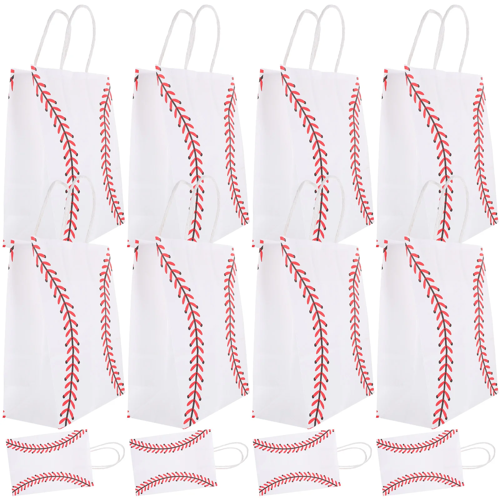 

12 Pcs Tote Bags Baseball Gift Small Paper Snack with Handles Kraft White Favor