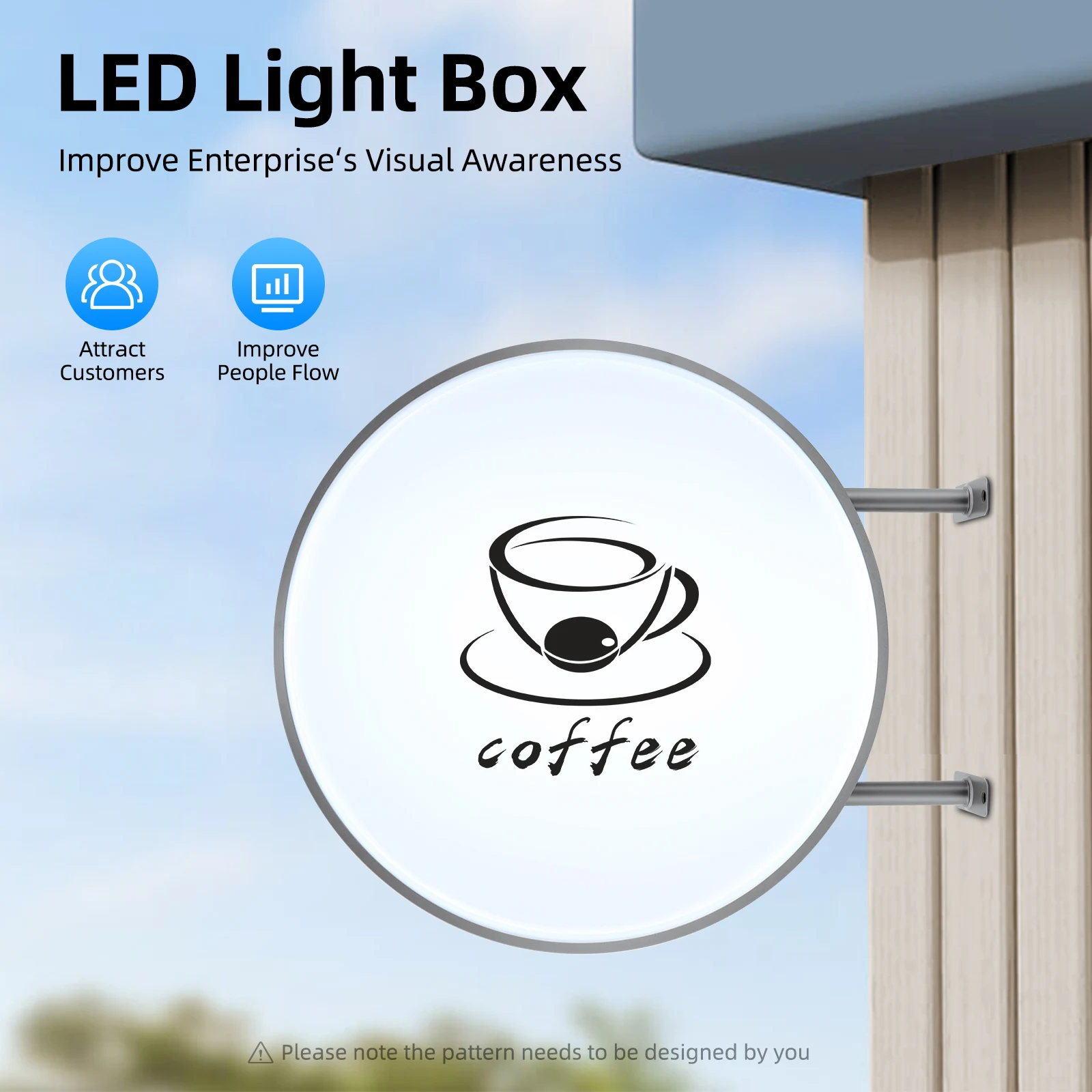 

220V LED Double-sided Round Light Box Round Sidewalk Neon Sign Waterproof Billboard Advertising Lightbox 60cm/50.8cm