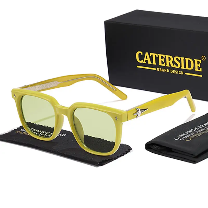 CATERSIDE Trend Square Man Sunglasses Large Frame Sun Glasses Party Travel Beach Eyewear Ideal Choice for Gifts UV400