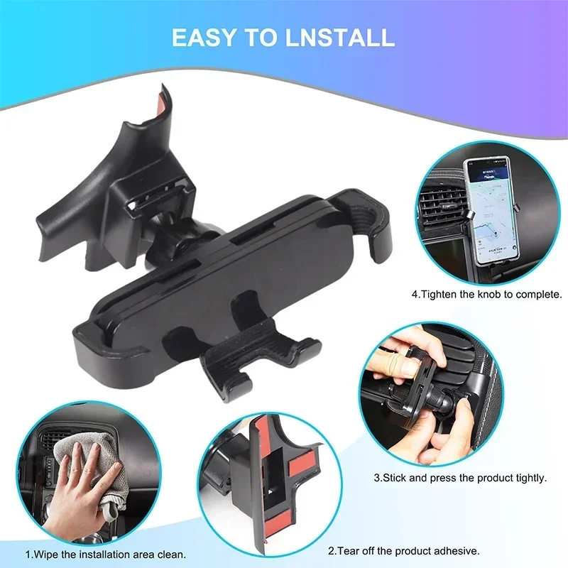 ABS Black For Chevrolet Corvette C6 2005-2013 Car central control mobile phone stand car interior modification accessories 4