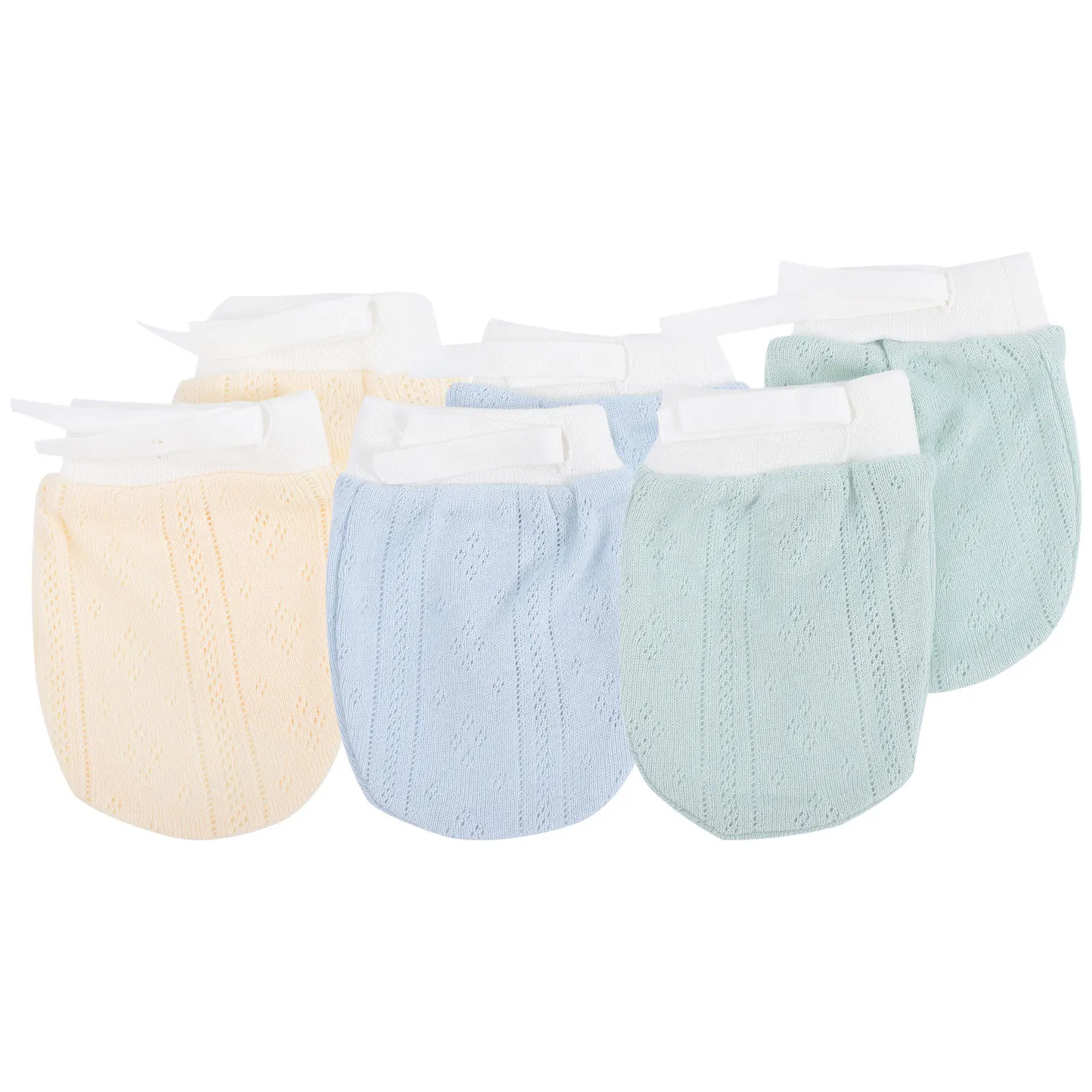 

3Pairs Newborn Baby Gloves 0-6 Months Anti-Scratch Mittens Multi-Color Combination Elastic Cuff Safety Design Infant Supplies