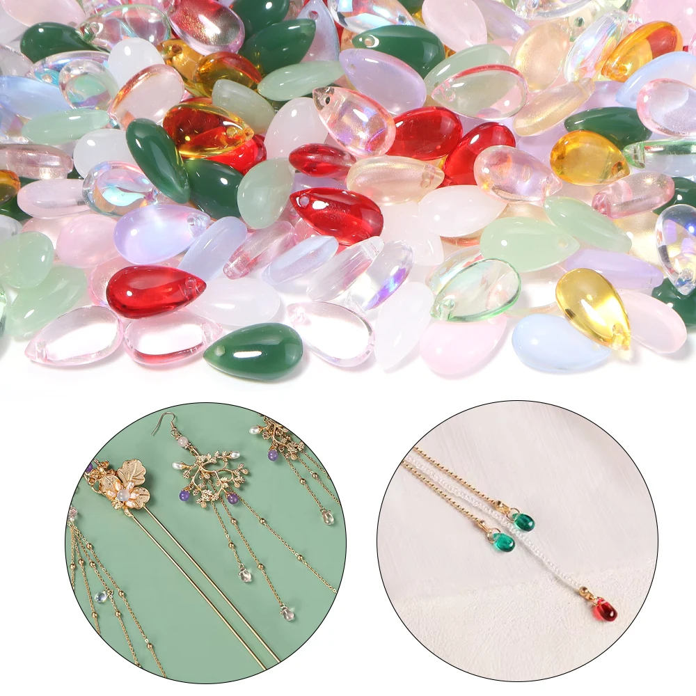 50 Stück/Lot Wassertropfenförmige Tschechische Glasperlen, Lampwork-Perlen für Schmuckherstellung, DIY-Halsketten, Haarnadeln, Anhänger und Zubehör – Detail 2