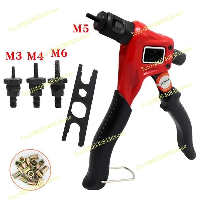 Hand Rivet Nut Kit with 4 Pcs Mandrels M3, M4, M5, M6, Easily Handling Riveting Rivet Gun Kit w Metric Nose Pieces view 6