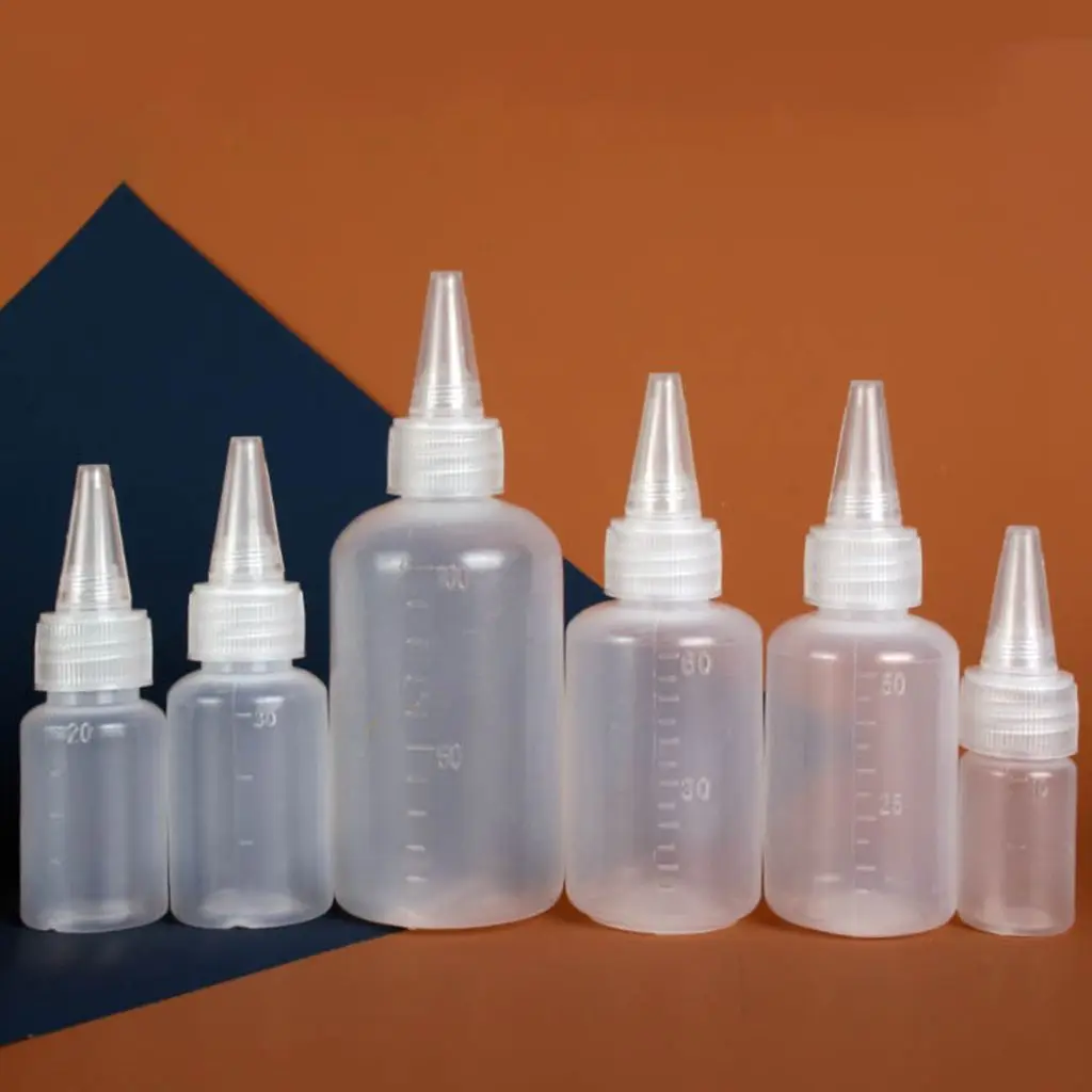 10PCS 10ml/20ml/30ml/50ml/60ml/100ml Plastic Squeeze Bottles Empty Dropper bottles with Scale for Solvents Ink Liquid Container