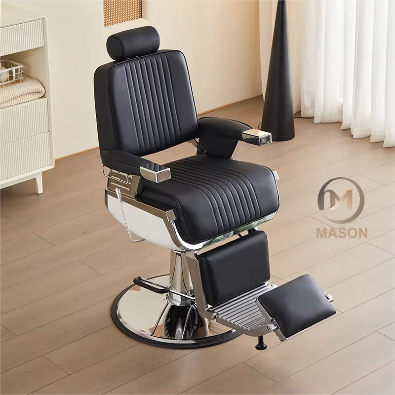 Venta al por mayor, silla de barbería de Metal Retro, sillón de peluquería de cuero sintético reclinable especial para afeitar, dormitorio, gimnasio