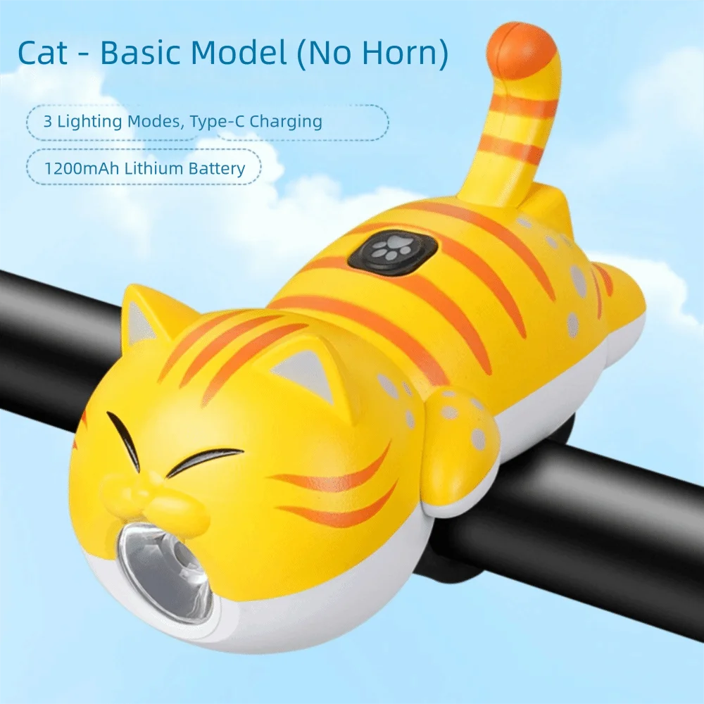 USB Rechargeable Bicycle Headlight Waterproof Super Bright Bike Front Light Cartoon Cat Shape Bright LED Cycling Light Road Bike