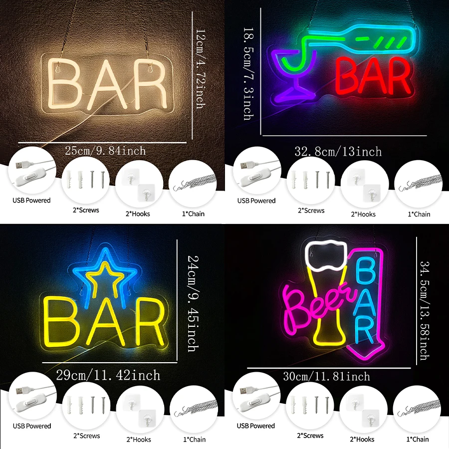 علامة النيون من سلسلة البار لديكور الحائط، لافتة مضيئة للحفلات، ديكور كهف الرجل، بار البيرة، النادي، المطعم، أفضل الهدايا للأصدقاء