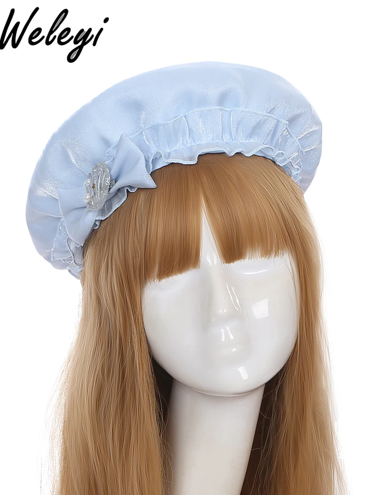 Original Lolita Girl JK Navy Berets Woman Student 2024 Summer New Sweet Cool Solid Color Caps for Women cute Hats female