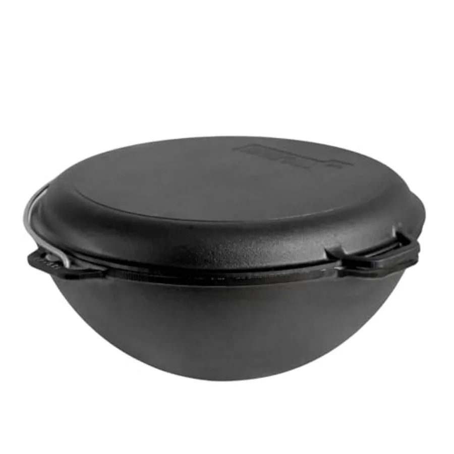 مرجل آسيوي من الحديد الزهر مع غطاء مقلاة شواء كازان