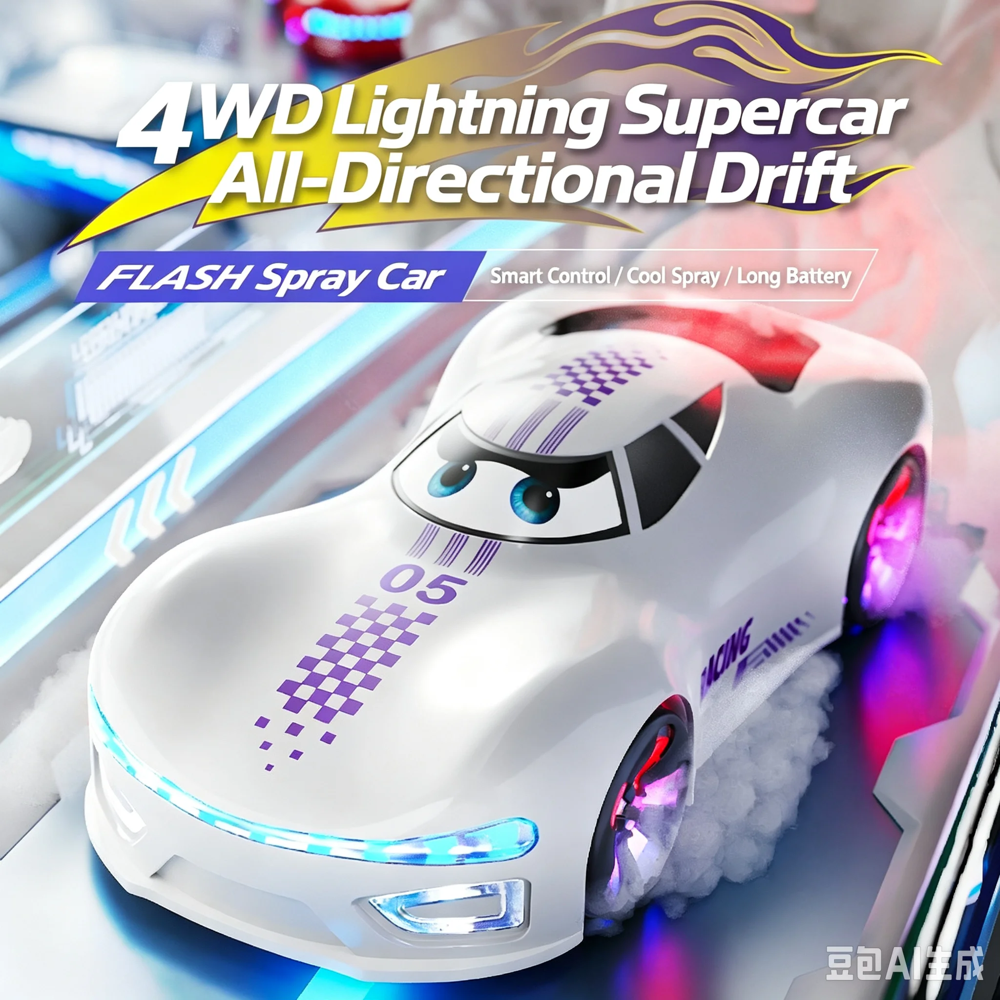 Lightning Concept 4WD RC Car for Kids, Gesture Control Rechargeable Stunt Racing Car, Electric Vehicle Toy Gift
