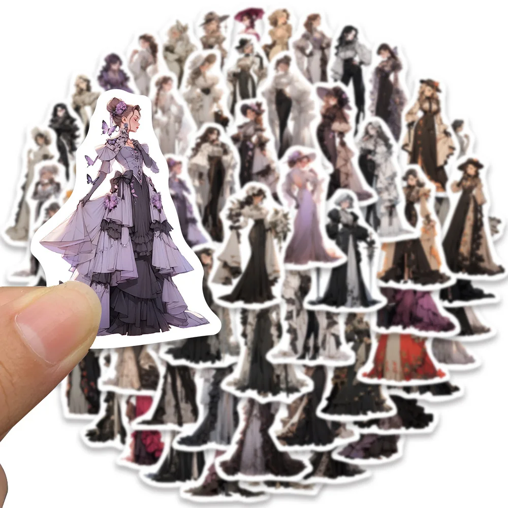 1 pack of 60pcs high-end dress beautiful girl stickers Multi functional decorative stationery stickers